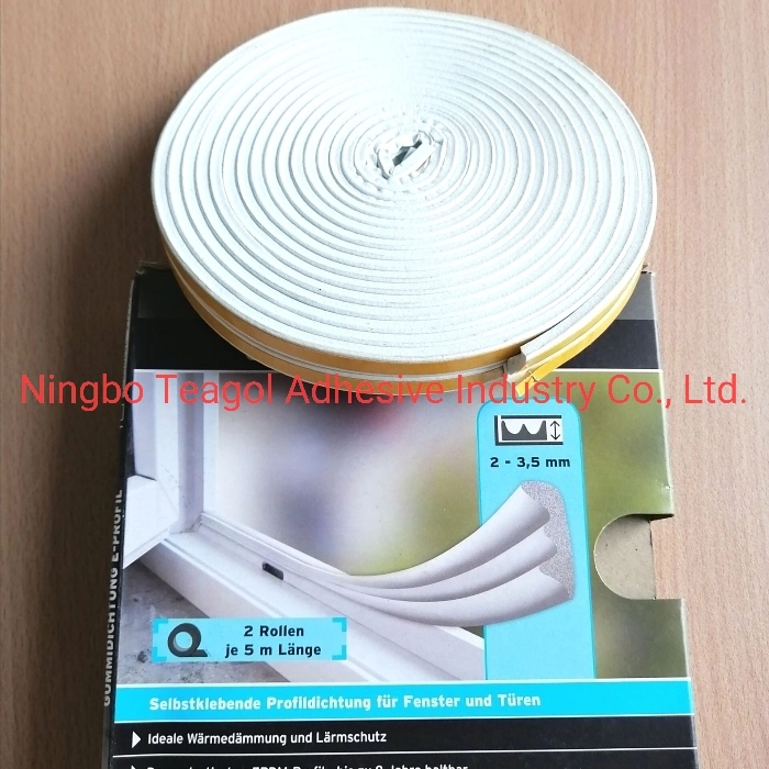 4mmx9mmx10m (5mx2rolls) E-Profile Self-Adhesive Rubber Foam Seal Strip White EPDM Material